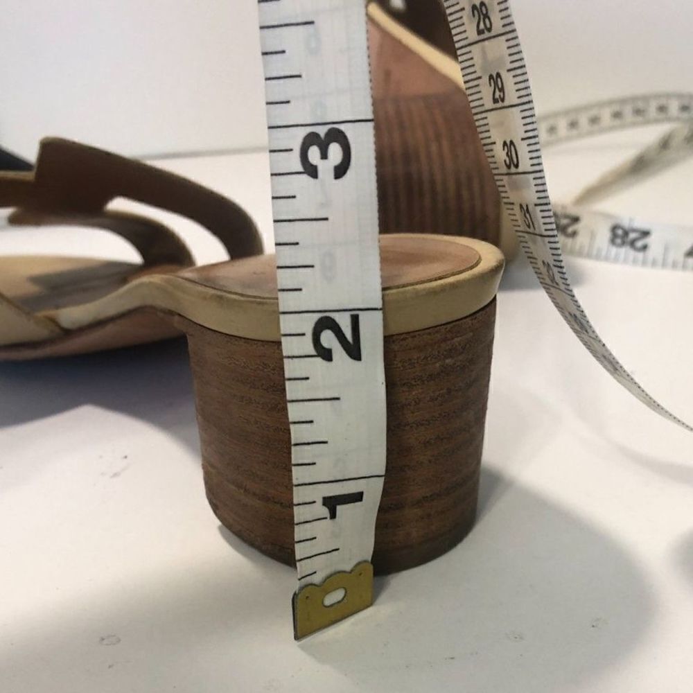 HERMES Oasis "H" Cut Out Sandals Women's Size 6.5 Cream Tan Block Heel Shoe - Picture 6 of 15